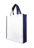 Shopperbag,
weiß/navyblau,
2 kurze Henkel,
Qualität: ca. 90 gr.