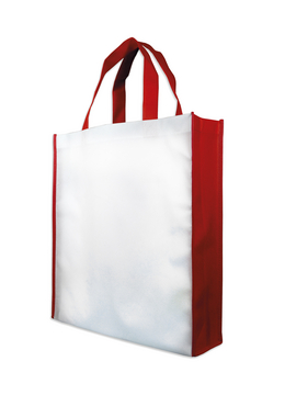 Shopperbag,
weiß/rot,
2 kurze Henkel,
Qualität: ca. 90 gr.